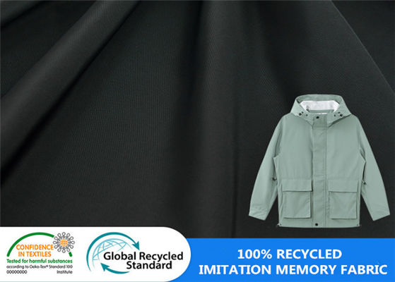 100% 75D Recycled Plastic Bottle Fabric Twill Memory Wodoodporna wiatrówka