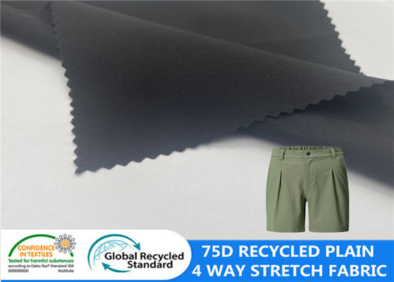 92% poliester z recyklingu 8% elastan zwykły 75D 4-drożny materiał rozciągliwy szybkoschnący