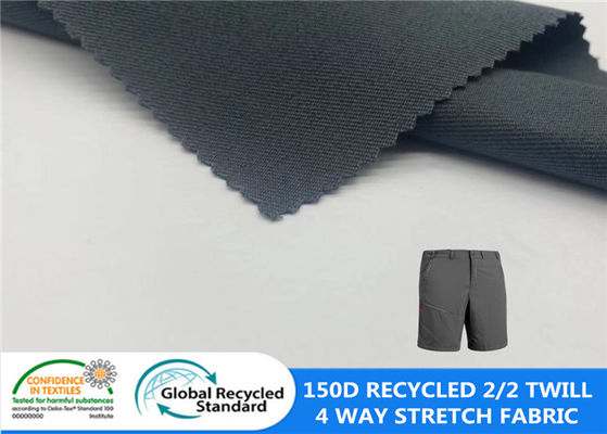92% poliester z recyklingu 8% SP 150D 2/2 skośny gruby 4-kierunkowy materiał rozciągliwy 226GSM Wodoodporna tkanina zewnętrzna