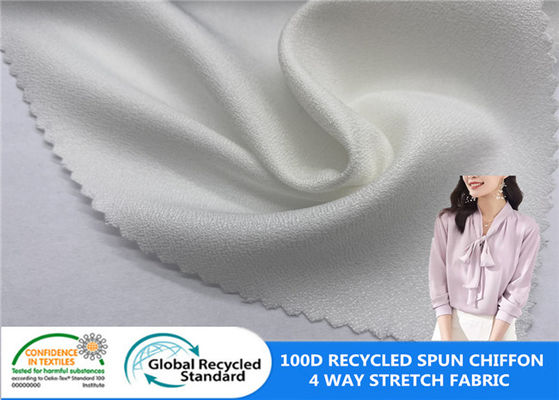 100D szyfonowa tkanina poliestrowa z recyklingu 4-kierunkowa, rozciągliwa koszula damska GRS